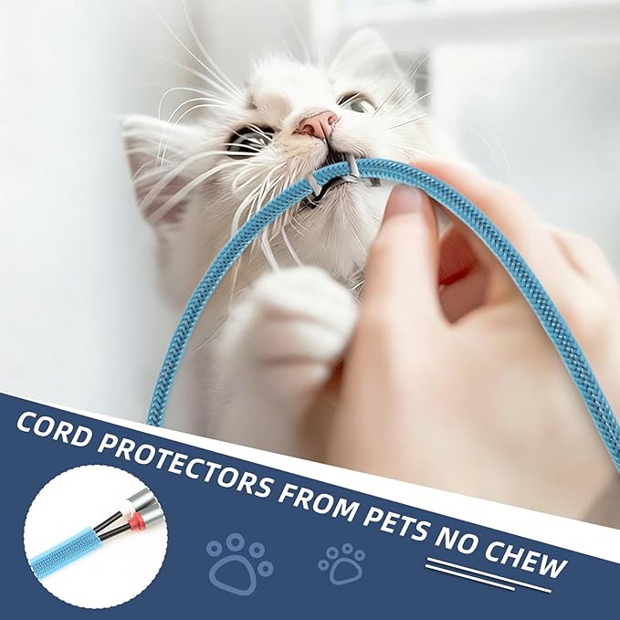 Braided Expandable Cable Sleeve, PET Wire Loom, Flexible Mesh Sleeving Cord Management for TV, Computer, Home Theater, Automotive, Protect Cat from Chewing Cords (Blue, 5/8" x 25ft)