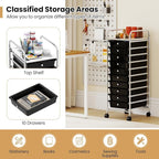 Giantex Rolling Storage Cart with 10 Drawers, Utility Cart with Tabletop, Drawer Organizer with Wheels for Craft Art Paper Tool, Mobile Organization & Sorting for Office Home School School Supplies