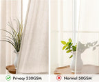 MIULEE Non-See-Through Privacy Linen Curtains 2 Panels, Light Filtering Window Curtains Farn House Textured Back Tab Semi Sheer Drapes for Bedroom Living Room, 52 x 90 Inches Long, Birch