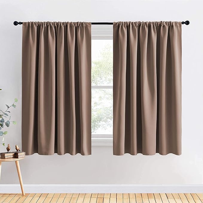 PONY DANCE Blackout Curtains for Bedroom - Window Curtain Panels Home Decoration Thermal Insulated Drapes Privacy Protect, 70 by 63 inches, Mocha, 2 Pieces
