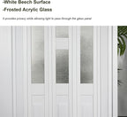 72X79in Frosted Acrylic Glass PVC Accordion Folding Door for Closet,Multifold Interior Door with Installation Hardware,Includes Handle and Latch,White Beech