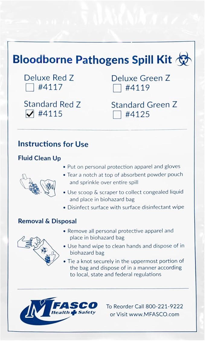 MFASCO Vomit & Bodily Fluid Clean Up Kit - Blood Spill Kits, Body Fluid Spill Kit - Comprehensive Cleanup Solution for Health Hazards and Ready First Aid Kit Spill Management