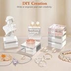 Acrylic Base 4 Pieces Acrylic Blocks for Display 2 X 2 X 1 Inch Square Riser Display Stands Trophy Base Pedestal Stands Clear Cube for Trophy Jewelry Props Food Party Crafts