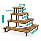 ELITEROO 4 Tier Display Riser Stand, Wood & Metal, Space Saving Corner Stand for Retail, Vendor & Home Use