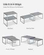 SONGMICS Spice Racks, Set of 4 Metal Cabinet Shelf Organizers, Countertop Organizers, Shelf Risers, Stackable, Expandable, Silver UKCS006S01