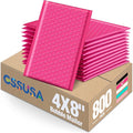 GSSUSA Pink Bubble Mailers 4x8 Small Padded Envelopes, 800 Pack, Strong Adhesion Self-Seal Bubble Envelopes for Small Business