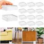 Bed Risers 1 inch, 2 inch, 3 inch, 4 inch Heavy Duty, Adjustable Furniture Riser for Table Desk Couch Sofa Chair Recliner Leg Frame Dorm, Stackable Bed Raisers Blocks (White 4 Pack, 1+1+1 inch)