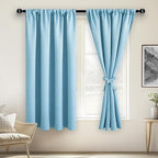 JIUZHEN Blackout Curtains for Bedroom– Thermal Insulated,Noise Reducing Room Darkening Privacy Drapes for Living Room, Set of 2 Panels with Tiebacks, 52 x 63 inch Long, Light Blue