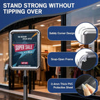 Sign Holder - 2PCS 8.5 x 11 Inch Sign Stand Vertical and Horizontal Adjustable Poster Stand, Heavy-Duty Floor Standing Sign Holder with Round Base for Malls Display, Advertisement, and Outdoor(Sliver)