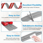 Wall Corner Protector Peel and Stick Corner Trim Molding Flexible Inside & Outside Wall Edge Guard Self Adhesive Moulding Trim for Edge Use, Gray, 1.6” W x 40’ L