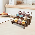 12Pcs Display Riser Wood Risers Cupcake Stand 3 Tier Racks Decorative Rectangular 4 Set Cologne Perfume Organizer Dessert Stands for Vendors Event