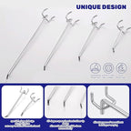 40Pcs 2" 4" 6" 8" Pegboard Display Hooks Assortment Set, Stainless Steel Garage Organization Peg Wall Hook Metal Slatwall Panel Hook Fit 1/8 and 1/4 Inch Pegboard for Retail Shop