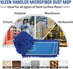 KLEEN HANDLER 18 Inch Microfiber Dust Mop, Large Washable Commercial Mop Head Replacement, Sweeper, Janitorial Supplies, Blue