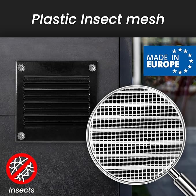 Repa Market 2-Pack 12x12 Inch Air Vent Cover/Black Galvanized Steel Louvered Grill Cover with Mesh Screen/Wall or Ceiling Vent/Durable Flush Mount HVAC Register for Indoor and Outdoor Ventilation
