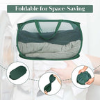 4 Pack Collapsible Laundry Baskets, Foldable Laundry Basket with Pocket, Durable Pop Up Hampers, Reinforced Handles Dirty Clothes Hamper for Laundry, Bedroom, Bathroom, Dorm, Travel or Camping Green