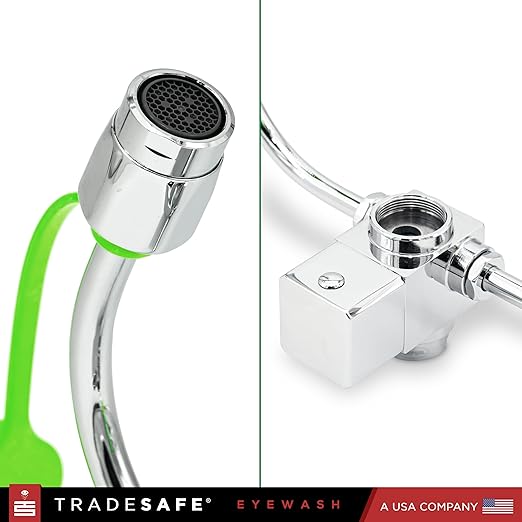 TRADESAFE Faucet Mount Eye Wash Station OSHA Approved - Emergency Eye Wash Station, Eyewash Station with Faucet, Eye Wash Station for Sink Faucet, Eye Wash Sign Included, ANSI Compliant