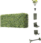E&K 198" Wx18 Hx6 D Artificial Boxwood Hedge Wall with White Flowers, Artificial Outdoor Privacy Wall for Balcony Backyard Office, Indoor Divider Freestanding Greenery Backdrop