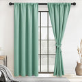 JIUZHEN Blackout Curtains for Bedroom– Thermal Insulated,Noise Reducing Room Darkening Privacy Drapes for Living Room, Set of 2 Panels with Tiebacks, 42 x 84 inch Long, Sage Green