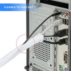 AGPTEK Cable Sleeve Cover, 10ft - 1.5 inch Desk Cord Organizer Cable Hider, Home Office Wire Management Computer TV Wire Loom Tubing, Pet Proof Cord Protector, from Cat Dog Chewing, White