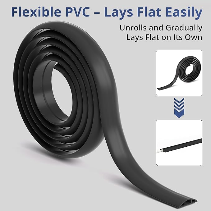 ZhiYo 10ft Cord Covers for Wires on Floor, Cord Hider Floor Hide Extension Cords, Soft PVC Cable Cover Cable Protector, Cable Cavity W0.62in H0.31in, Beige