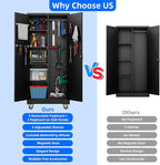 31.5 in Wide Garage Storage Cabinet, Metal Tool Cabinet with 4 Adjustable Shelves, Garage Storage System with Lockable Door for Offices, Gyms and Pantries, Black