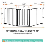 COMOMY 80" Extra Wide Baby Gate, Dog Gate for House Stairs Doorways Fireplace, Auto Close Pet Gate with Door Walk Through, 3 Metal Panels, Hardware Mounted Baby Fence Indoor Outdoor(30" Tall, Black)