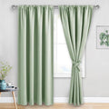 JIUZHEN Blackout Curtains for Bedroom - 60 Inch Extra Wide Thermal Insulated Room Darkening Privacy Soundproof Curtains for Living Room, Set of 2 Panels with Tiebacks, 60 x 84 inches, Light Green