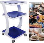 3 Tier Steel Rolling Utility Cart Storage Organizer Carts,3-Shelf Glass and Steel Den-tal Equipment Mobile Trolley Service Cart with Wheels,Load 66LBS