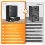 4 Drawer File Cabinets for Home Office, Metal Filing Cabinet with Lock, Black Locking File Caninet Four Drawer, Office Storage Caninets Steel Cabnet for Letter/Legal/A4/F4-Assembly Required