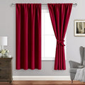 JIUZHEN Christmas Blackout Curtains for Bedroom - Thermal Insulated Room Darkening Rod Pocket Curtains for Living Room, Set of 2 Panels with Tiebacks, 38 x 63 Inch Length, Red