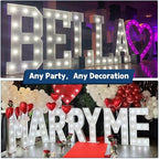Marquee Letters 4 Feet Tall Large Light Up Letters Baby Shower Decorations Wedding Engagement Proposal White Party Decorations Marry Me Sign Big Cardboard Backdrop V