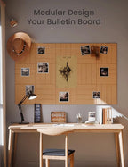 Large Felt Bulletin Board 48" x 36" Cork Board Alternative-12 Pack with 70 Safe Removable Adhesive Tabs, Cork Boards for Walls for Home Office Classroom Pin Board-Mustard Yellow