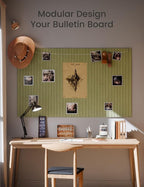 Large Felt Bulletin Board 48" x 36" Cork Board Alternative - 6 Pack with 40 Safe Removable Adhesive Tabs, Cork Boards for Walls Cork Board for Home Office Classroom Pin Board (Olive Green)