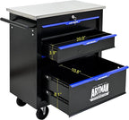 4-Drawer Heavy-Duty Rolling Steel Tool Cart with Handle&Wheels, Metal Storage Organizer Cabinet, Tool Chest for Efficient Tool Storage in Garage, Warehouse, Workshop, Repair Shop, Blue
