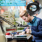 KIRKAS 10X & 30X Magnifying Glass with Light and Stand, 2,200 Lumens Stepless Dimmable Real Glass Lens LED Magnifying Lamp, Lighted Magnifiers for Close Work,Sewing,Crafts,Hobbies,Reading,Black