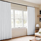 Room Divider Blackout Curtains Flexible Sliding Tracks Sets Ceiling Mounted Rod Window Curtain Privacy Separation for Bedroom Living Rooms,1 Panel Gray White Drape and Black Track Set-W180xH96 in
