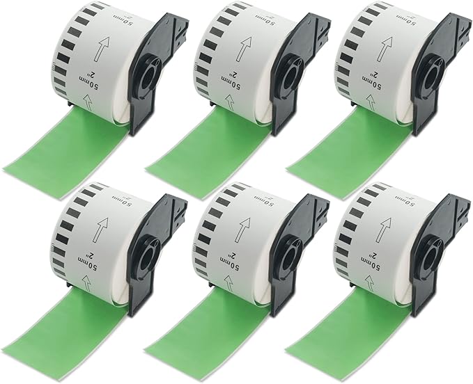 BETCKEY - Continuous Labels Replacement for Brother DK-2223 (1.9 in x 100 ft), Compatible with Brother QL Label Printers [6 Rolls/Continuous Labels, Green]