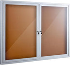 Enclosed Cork Bulletin Board 48"x36" Outdoor Weatherproof Cork Noticeboard with Locking Door Wall-Mounted Silver Aluminium Frame for Home, School, Office, Community, Hospital