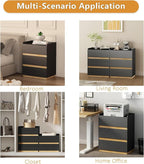 Large Modern Nightstand Black Bedside Table, 3 Drawer Dresser Wood Stackable Storage Drawers for Clothes for Closet, Bedroom, 24"x16"x29"