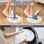 Spin Mop and Bucket Set,Masthome EasyWring Microfiber Spin Mop with 3 Mop Pads,Pedal Spinning Mops and Bucket with Wringer Set for Floor Cleaning - Home & Office Suitable