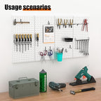 4 PCS - 12" W x 24" H x 0.78" D Metal Pegboard Wall Organizer, Compatible with All 1/8" and 1/4" Hooks, Suitable for Wall Home, Garage Tool Storage, Office Organization, Craft Room, Kitchen