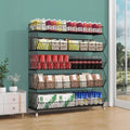 5-Tier Slanted Rolling Retail Display Rack with Locking Wheels | Heavy-Duty Metal Snack & Chip Display Stand for Grocery Stores, Supermarkets, Bakery | Space-Saving Store Organization Shelf