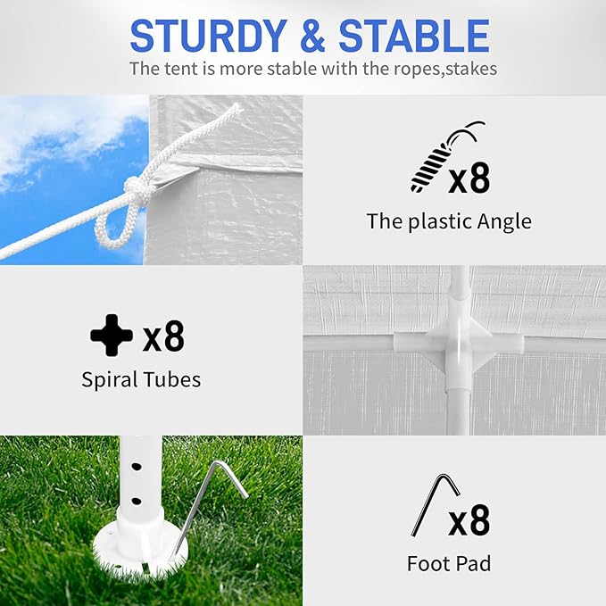 10x30 FT Party Tent, Outdoor Wedding Tents for Parties, Canopy Event Tent with 5 Removable Sidewalls, Waterproof Gazebo Shelter for Birthday Parties, Weddings, BBQs & Events (10X30FT-5Sides White)