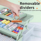 14in 3-Layer Multipurpose Craft Organizers and Storage with Adjustable Dividers, Portable Tackle Box, Folding Art & Craft Case for Medicine, Tool, Sewing Organizer (Haze Green, X-Large)