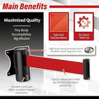 DuraSteel Wall Mount Crowd Control Retractable Belt Barrier - 9.2 Ft Red Retractables Barrier Belt, Crowd Control Barriers Do Not Enter Line Dividers for Crowds NOT Stanchions with Retractable Belts