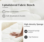 LOULENS 57.7" Linen Fabric End of Bed Bench King Size, French Upholstered Tufted Bench with Carved Wood Legs for Bedroom, Window Seat, Living Room, Entryway, White