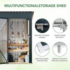 Breezz 5x3FT Vertical Outdoor Steel Storage Shed with Floor Frame, Lockable Doors, Compact Metal Tool Shed for Garden, Backyard, Patio, Utility, and Bike Storage
