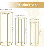 3PCS Gold Metal Cylinder Pedestal Stands - Round Plant Display Columns for Party Decor, Floral Arrangements, Vase Displays, Birthday Wedding Backdrop Decorations