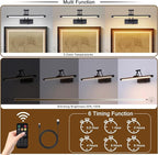 Battery Operated Picture Light with Remote 16” Black Art Light for Painting Dimmable & Timer Wireless Gallery Lights 3CCT Frame lighting Rechargeable Wall Lights for Artwork Potrait Dartboard