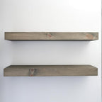 Urbandi Modern Floating Shelves 3 Inches Thick for Wall, Wide Shelves for Kitchen, Living Room, Bedroom, and Bathroom, Natural Pine Wood, Rustic Wooden Shelf, (Set of 2) (Aged Barrel, 36Lx3Hx6D)